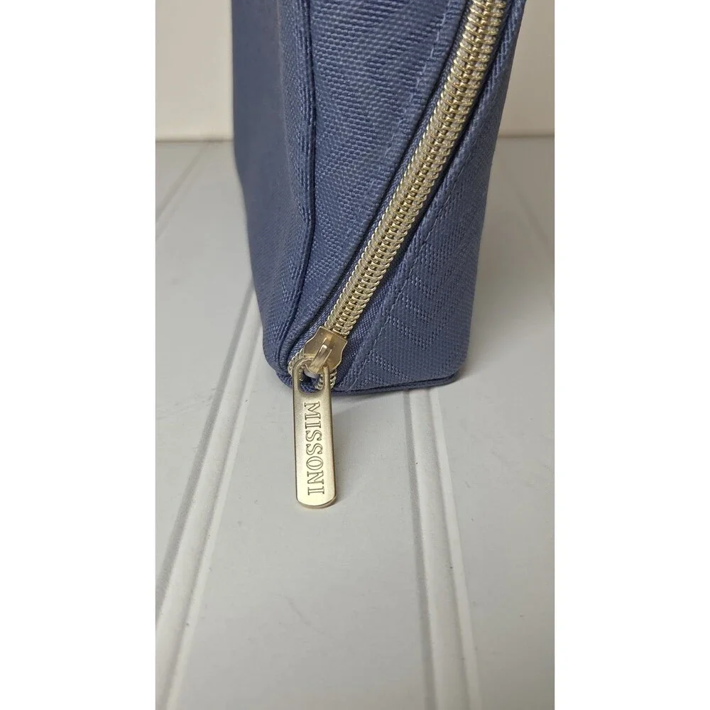 Missoni Delta Travel Bag Toiletry Zip Pouch Cosmetics Case Blue Zig Zag Chevron
